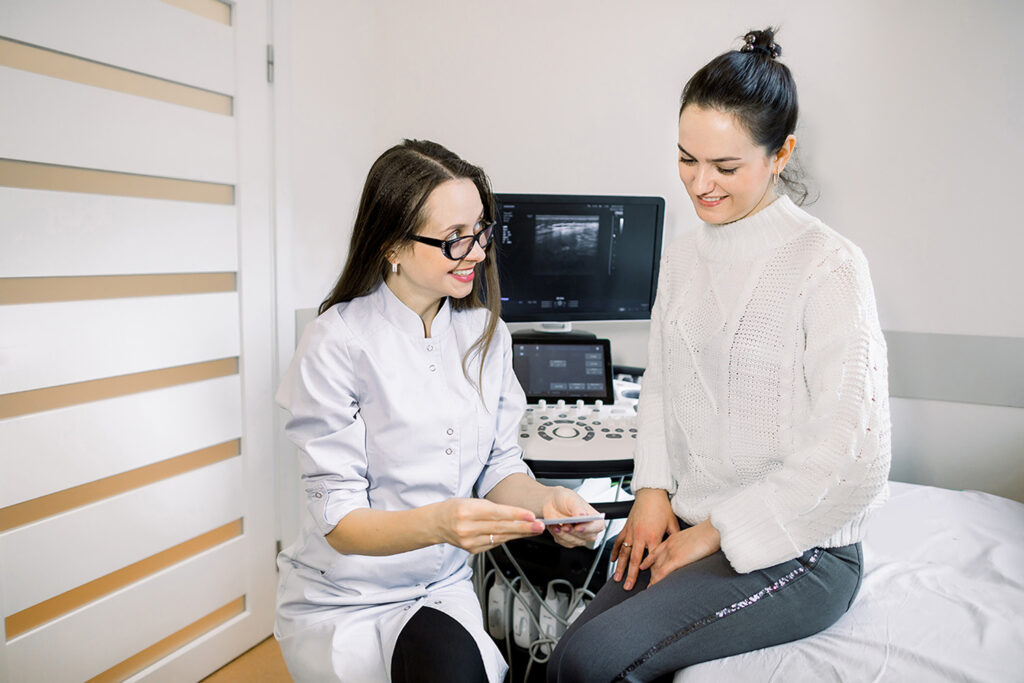 Patient reviewing ultrasound at Outpatient Imaging Facility 