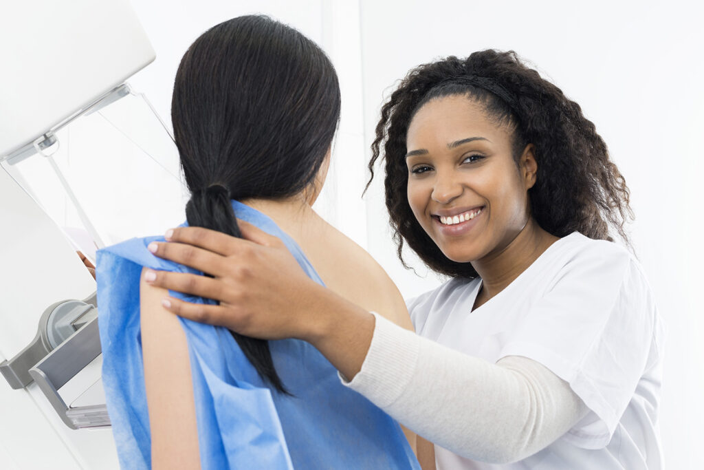 Patient at mammography appointment